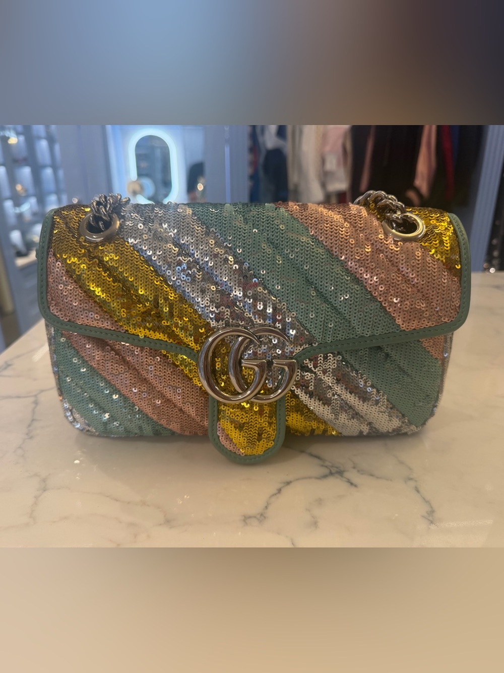 Gucci GG Marmont Multicolor Sequin Shoulder Bag